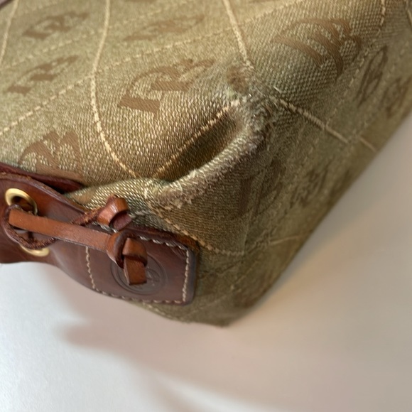 Vintage Dooney & Bourke Brown Leather & Tan Canvas Signature Logo Shoulder Bag - Picture 12 of 14